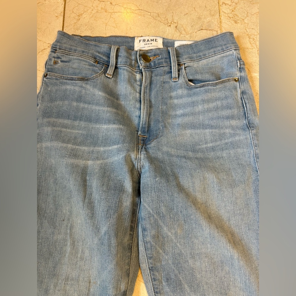 Frame Denim London LA, Blue Gradient Flare Jeans, Le High Straight, Sz 4 - Picture 3 of 15